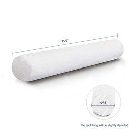 SyMax 7.8"x76" Body Pillow for King Bed, Long Round Body Pillow for Adults, Memory Foam Bolster w/Removable Velvet Cover, Headboard Gap Filler Pillow, White