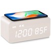 MOSITO Digital Wooden Alarm Clock with Wireless Charging, 0-100% Dimmer,