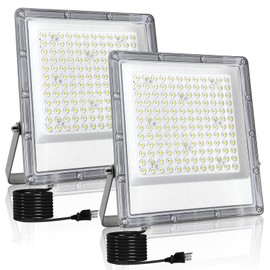 Indmird 2 Pack 150W LED Flood Light Outdoor, Exterior Flood Lights, Outdoor Flood Lights, Plug in Flood Light, for Yard, Garden, Playground, Lawn, Garages,Basketball Court, Stadium