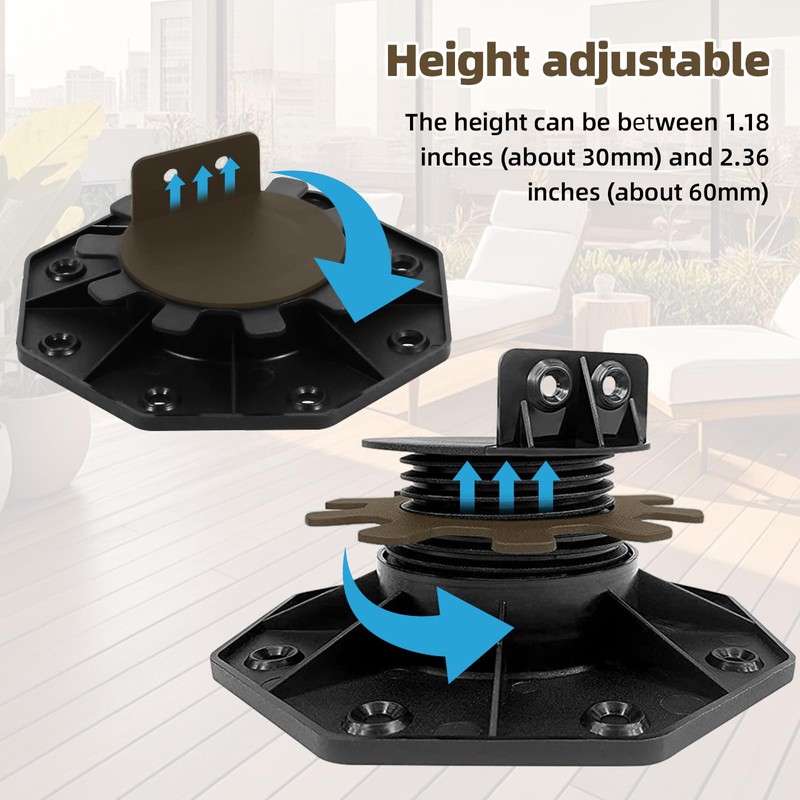 12pack Decking Pedestal Adjustable, Decking Risers Adjustable 30-60 Mm(11.8-23.6inch), Decking