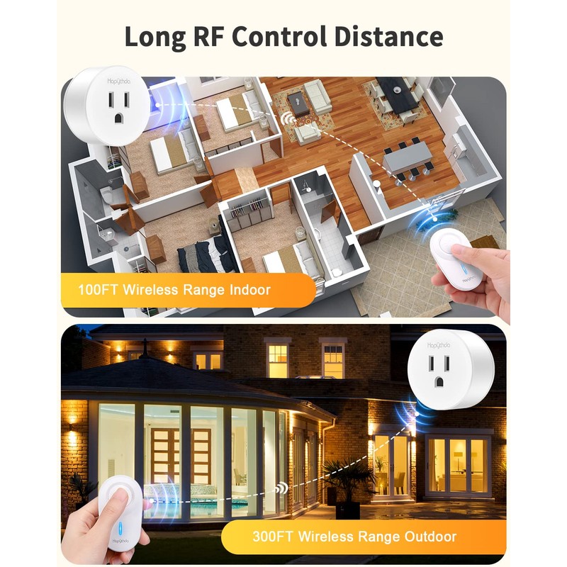HAPYTHDA Smart Plug with Remote, 2.4GHz Wi-Fi & RF433 Wireless