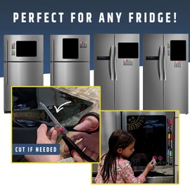 Premium Magnetic Wet/Dry-Erase Blackboard for Refrigerator (Fridge Chalkboard) - 17.5"x13.5" Large Size Black Organizer (Stain Free) | 8 Liquid Neon Chalk Markers | Grocery/to-Do Lists Board