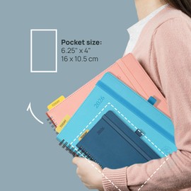 POPRUN Pocket 2026 Planner (Small Size- 4'' x 6.25'') Weekly and Monthly for Purse - Calendar 2026 (Jan. 2026 - Dec.2026) with Soft Cover, Plastic Ruler - Green