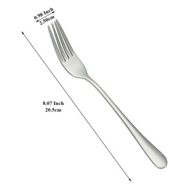 Evanda Dinner Fork 12 Pieces 20.5cm, Stainless Steel Table Forks, Mirror Polish and Smooth Edge Cutlery Forks, Easy to Clean, Dishwasher Safe