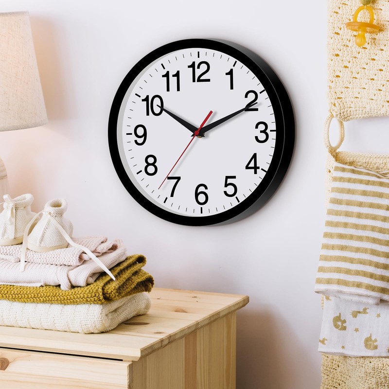 Rohioue 12 Inch Wall Clock Modern Battery Operated Silent Non