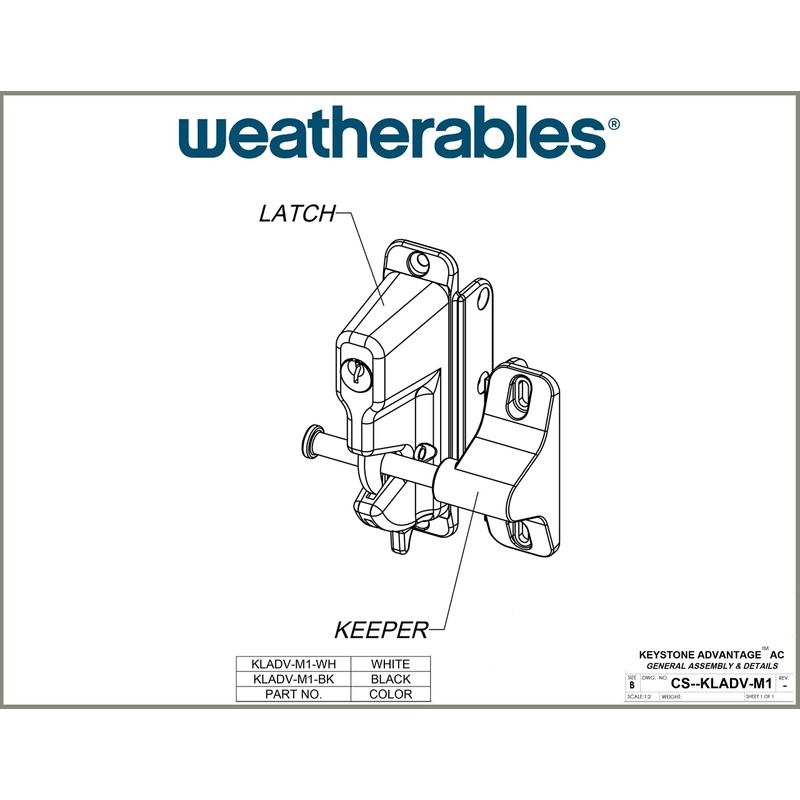 Weatherables Keystone Black Zinc Diecast Metal 1-Sided Key-Lockable Gate Latch