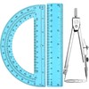 Zonon 3 Pcs Plastic Ruler 6 Inch Protractor Drawing Compass
