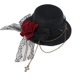 BPURB Women's Steampunk Lolita Mini Hat Cylinder Hat Headband Flower Headdress Girls Costume Accessory for Party Wedding