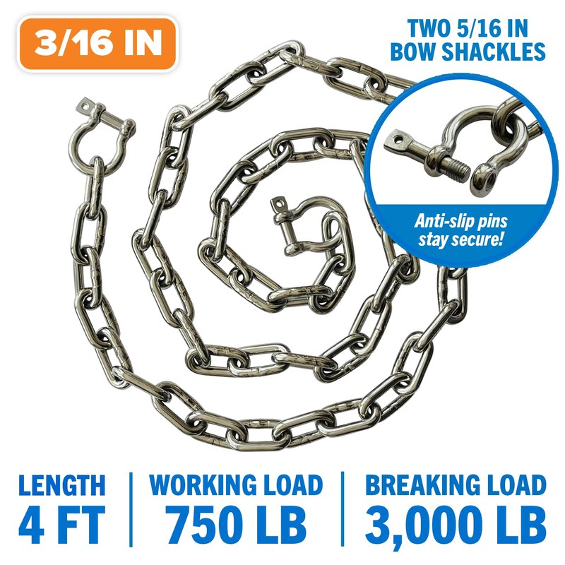 Stainless Steel Anchor Chain, Marine Grade Boat Accessories with Double