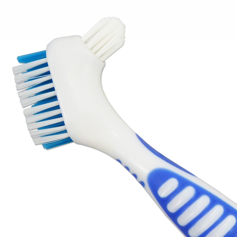 2 x Denture Brushes ~ Rubber Grips, Easy Hold Handle,