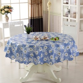 CHENGZI 180cm Round Hotel Tablecloth Pure Color Restaurant Tablecloth Polyester Fabric Tablecloth Home Dinner Table Cloth,Washable Table Cover for Bridal Shower Wedding Party (SEA)