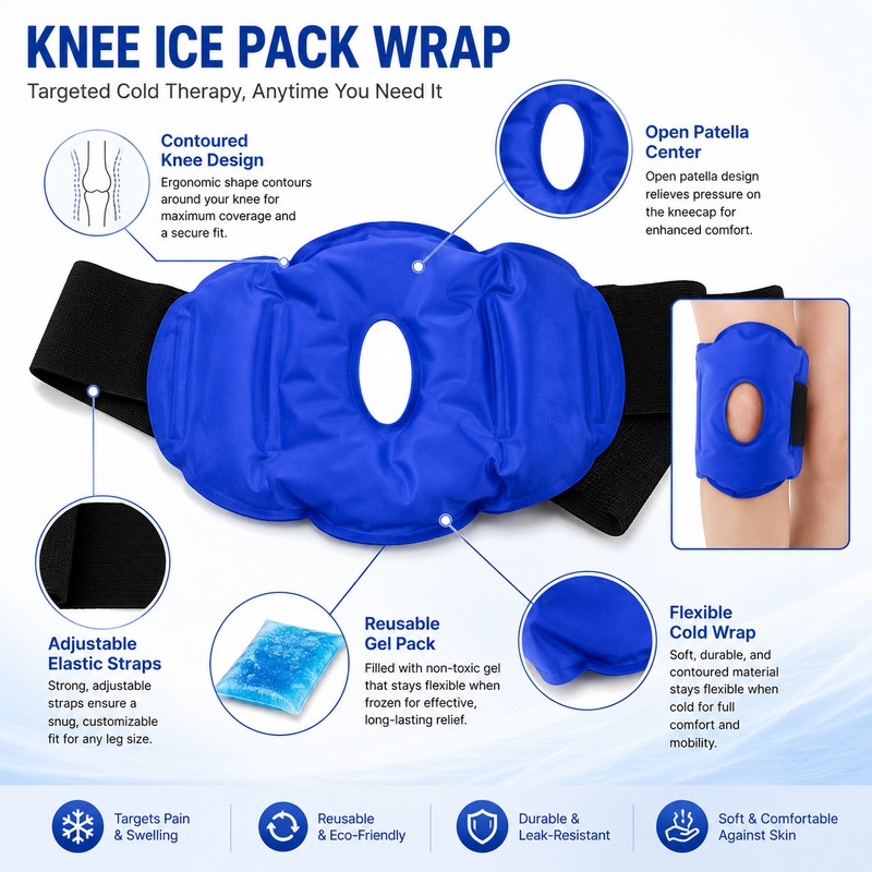 Reusable Knee Ice Pack Wrap for Hot & Cold Comfort