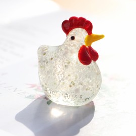 Crystal Cute Decor Glass Rooster Paperweight Animal Ornaments Home Figurines Fengshui Office Table Decoration Room (White)