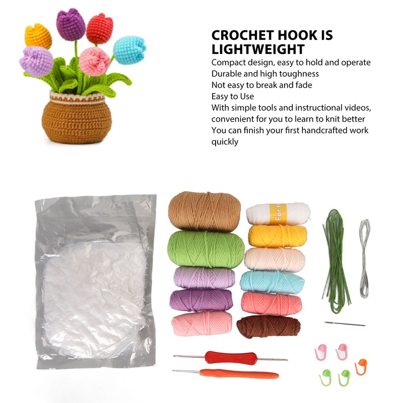 Crochet Starter Kit Educational Colorful DIY Craft Supplies Crochet Potted