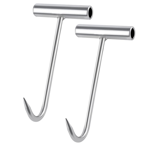 GOLD DEER 2PCS T-Handle Meat Boning Hook Stainless Steel T