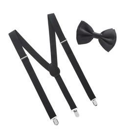 Man of Men Bowtie and Suspender Set for Men, Men’s Black Suspenders Bow Ties and Suspenders, Boys Women Tirantes Para Hombre, One Size Fits Most