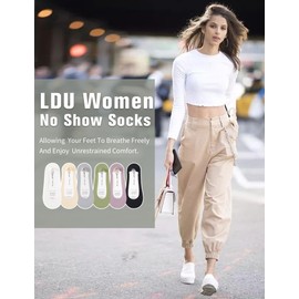 LDU - Calcetines para mujer con absorción de golpes, tacón antideslizante, calcetines transpirables para trabajo y atletismo, Negro|nude|white, 7-9