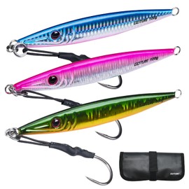 Goture Fishing Jig 100-200g with Jig Bag, Vetical Jig Saltwater, Speed Lead Jigging Lure, Deep Sea Fishing Jigs for Tuna, Kingfish, Bluefin, Yellowfin, Snappers, Groupers, Striper, Salmon