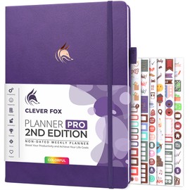 Clever Fox Planner PRO 2nd Edition – Undated Weekly Agenda Planner for Setting Goals, Tasks & Time Management – Life Organizer with To-do Lists & Habit Trackers – Large Format, 8.5x11″ (Purple)