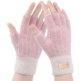 Gebell Fingerless Gloves For Women - Winter Thermal Gloves Warm Soft Knit Half Fingers Mittens for Ladies Driving Working Typing UK