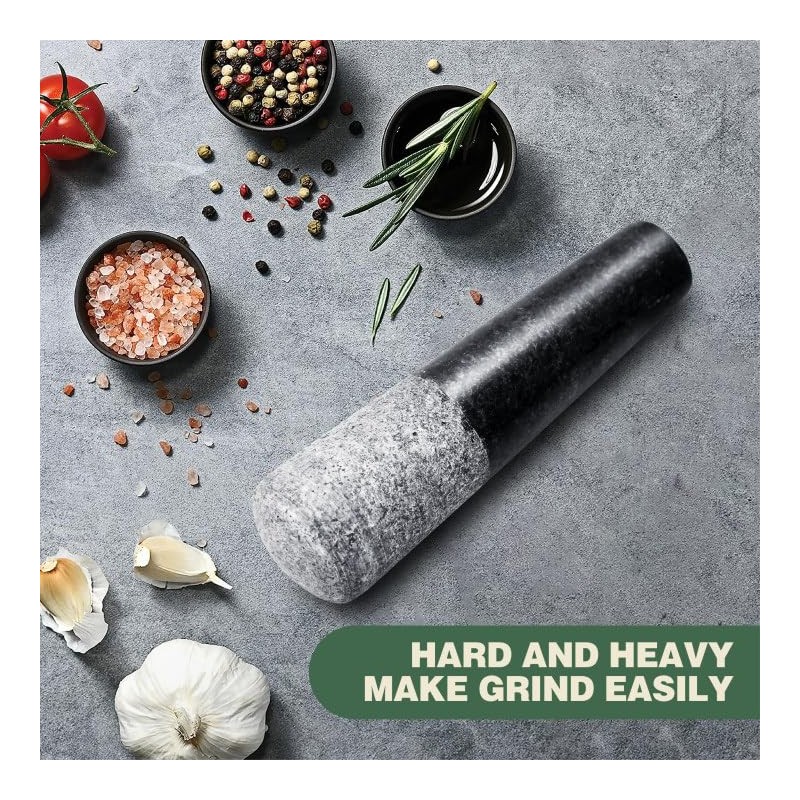 Black Granite Pestle,Pestle Only, Natural Stone Spice Grinder & Muddler,