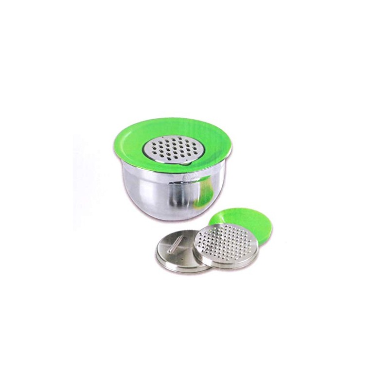 6pc Set 1 Stainless Steel Bowl 3 Graters Green Double