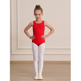 WEGETIT Gymnastics Leotards for Girls Gymnastics Ballet Sleeveless Tanktop Leotard (Red, 12-14 Years)
