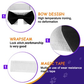 DOGTACT Elegant Dog Bow Tie - Cute Tuxedo Bowtie with Adjustable White Collar for Formal Pets - Perfect for Valentines, Weddings, and Birthdays