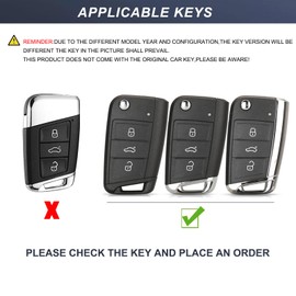 YUBOZDZQ 3 Buttons Car Key Case Cover for Vw G0lf 7 MK7 Polo Passat Tiguan MK2 Seat Leon Ibiza Skoda Octavia Kodiaq Flip Folding Car Key Fob Cover Box -Titanium Gray