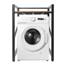 Cbhfmljd Washer Dryer Stacking Rack Stand, Heavy Duty Washer and Dryer Shelf Over Washer and Dryer Shelves Washer Dryer Stand Adjustable Height 661 Lbs Load Capacity for Kitchens, Bathrooms (Black)