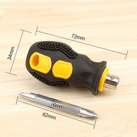 Mini Stubby Screwdriver Stainless Steel Multi-Purpose Screwdriver Reversible Small Compact Hand Tool for Repair Work