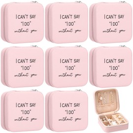 Colingmill 8 Pcs Travel Jewelry Case Bridesmaid Proposal Gifts Boxes I Can't Say I Do Without You Jewelry Organizer Mini Portable Earring Organizer for Women Bridesmaids Wedding Gifts(Pink)