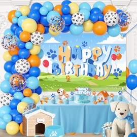 Dog Blue Themed Birthday Party Decorations Set - Balloons Arch Garland Suitable for Boys, Girls, Puppy Themed Celebrations