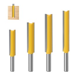 Set of 4 Milling Cutters for Router 8 mm Shank, Extra Long Flush Cutter, for Wood Cutter Cutting Groove Milling (72 mm, 83 mm, 96 mm, 109 mm)