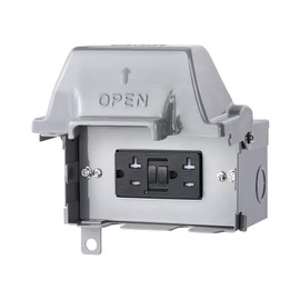 SURAIELEC Outdoor Outlet Box Waterproof, 20 AMP WRTR GFCI Receptacles, Rainproof 3R Enclosure, Horizontal Use, All Metal Electrical Power Box for Backyard, Outdoor Lighting