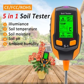 RUIZHI Soil PH Tester 4 in 1,Soil Moisture Meter Testing Kit Suitable for Indoor and Outdoor, Lawn, Greenhouse, Garden, Farm