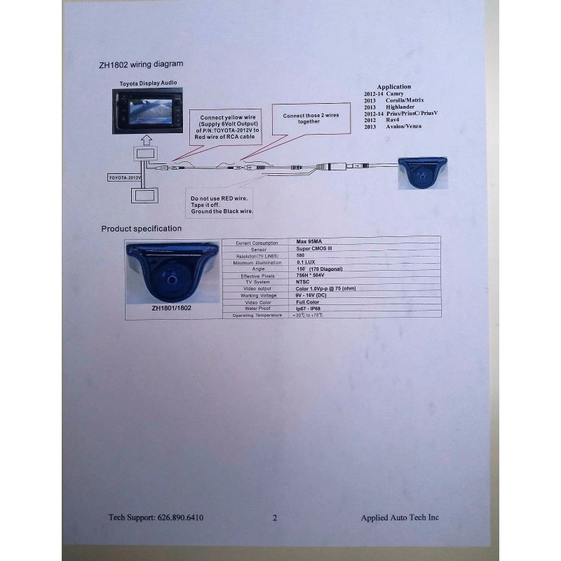 AAT Parking Camera Kit for Toyota Camry, Prius All Models