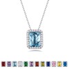Bestyle 925 Sterling Silver Love Square Cubic Zirconia Necklaces March