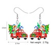 BONSNY Acrylic Dangling Novelty Funny Christmas Truck Tree Earrings Hypoallergenic