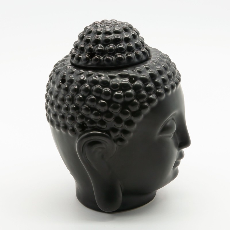 Omonic Porcelain Zen Garden Yoga Meditation Black Thai Buddha Head
