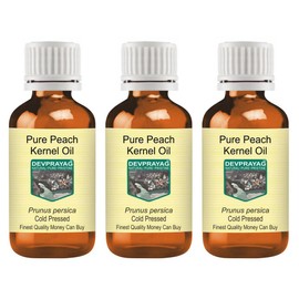 Devprayag Pure Peach Kernel Oil (Prunus persica) Natural Therapeutic Grade Cold Pressed (Pack of three) 100ml X 3 (10 oz)