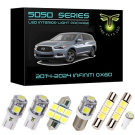 Fyre Flys 14 Piece 6000K White 5050 Series LED Interior Dome Lights Package Kit and Install Tool for 2014-2020 Infiniti QX60, IQ5W-5050