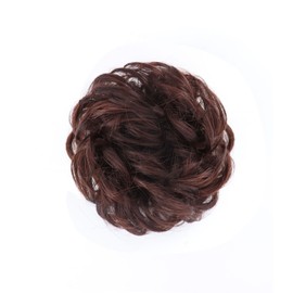 Large Messy Bun Hair Piece Wavy Curly Scrunchies Synthetic Chignon Ponytail Hair Extensions Thick Updo Hairpieces for Women (Dark brown, One Size)