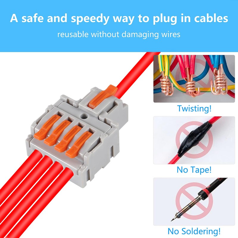 MELIFE 20pcs Lever Wire Connectors, 1 in 4 Out Connectors