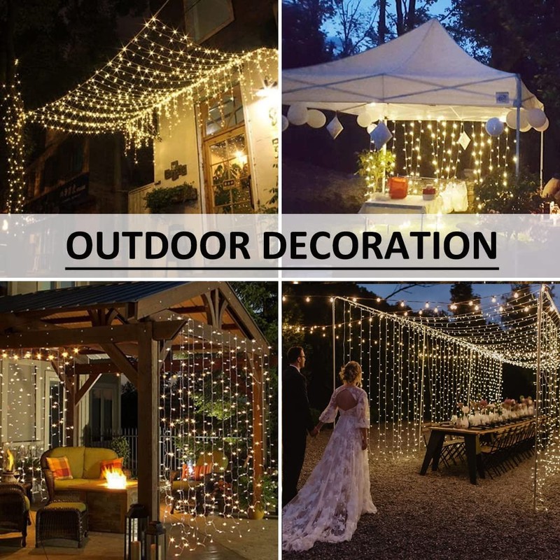 Solhice LED Curtain Lights Outdoor 40ft x10ft, 800 LED Plug