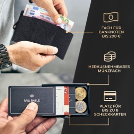ZNAP® Slim Wallet Kreditkartenetui | Geldbörse Herren | Kartenhalter Geldbeutel Herren | Kartenetui Herren Geldbeutel | Herren Portemonnaie mit RFID Schutz | 12 Karten | Rauchschwarz
