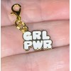 Gold Girl Power GRL PWR Charm Zipper Pull &Keychain Add