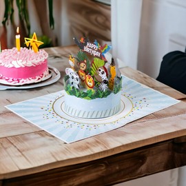 Rykamia Safari Birthday Card, Safari Birthday Pop Up, Kids Birthday Card, Animal Birthday Card for Kids, Birthday Card for Grandkids, Card for Grandson, Card for Granddaughter, Jungle Birthday Card