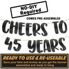 TOYVENTURES Cheers to 45 Years Black Glitter Banner - Happy