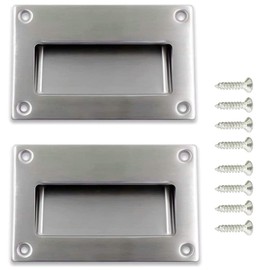 Bestgle Rectangular Stainless Steel Invisible Handles 2 Pieces Sliding Door Handle Recessed Handle Shell Recessed Handle Rectangular Door Handles for Sliding Doors Interior Doors Wall Cabinets with